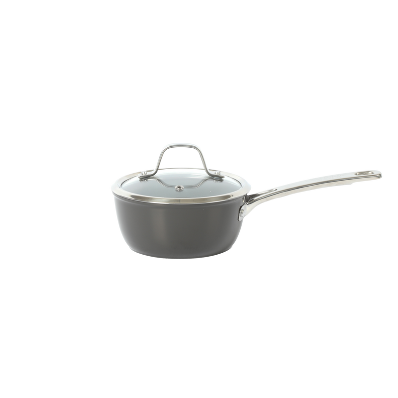 Sur la Table Kitchen Essentials Gourmet Cuisine 10pc Forged Aluminum Cookware Set w/ Glass Lid - Grey Ceramic Titanium Interior - Induction Base - Stainless Steel Hollow Handle - Gift Box w/ Remailer