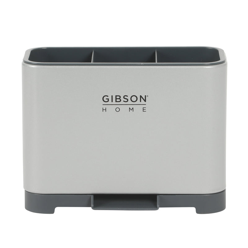 Gibson Home Ledgebrook - 7.04 IN L X 3.74 IN W X 5.3 IN H Sink Caddy  - Metal Panel / PP Base / ABS Cover / Powder Coat Tray - Silk Logo Print - SS - Gift Box w/ Remailer