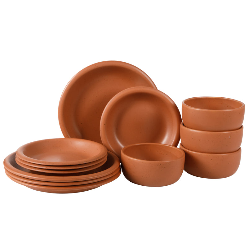 Bloomhouse Corsica Clay 12pc Dinnerware Set - Reactive Glaze - Stoneware - Gift Box w/ Remailer