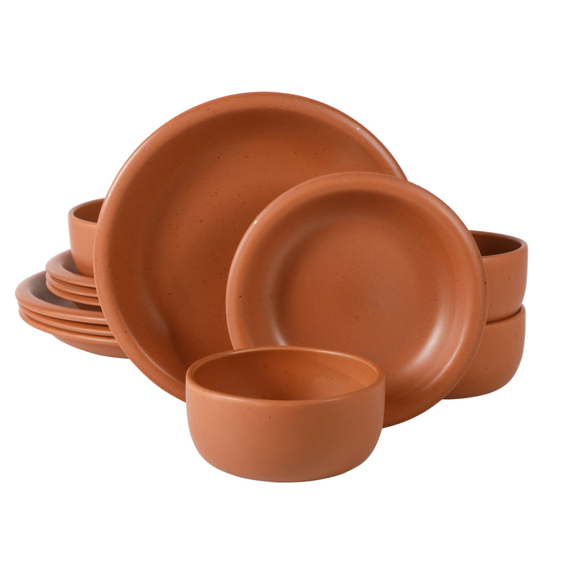 Bloomhouse Corsica Clay 12pc Dinnerware Set - Reactive Glaze - Stoneware - Gift Box w/ Remailer