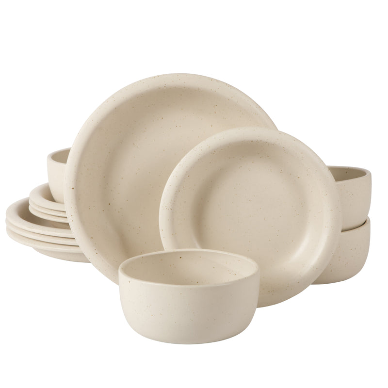 Bloomhouse Corsica Clay 12pc Dinnerware Set - Reactive Glaze - Stoneware - Gift Box w/ Remailer