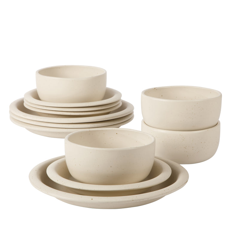 Bloomhouse Corsica Clay 12pc Dinnerware Set - Reactive Glaze - Stoneware - Gift Box w/ Remailer