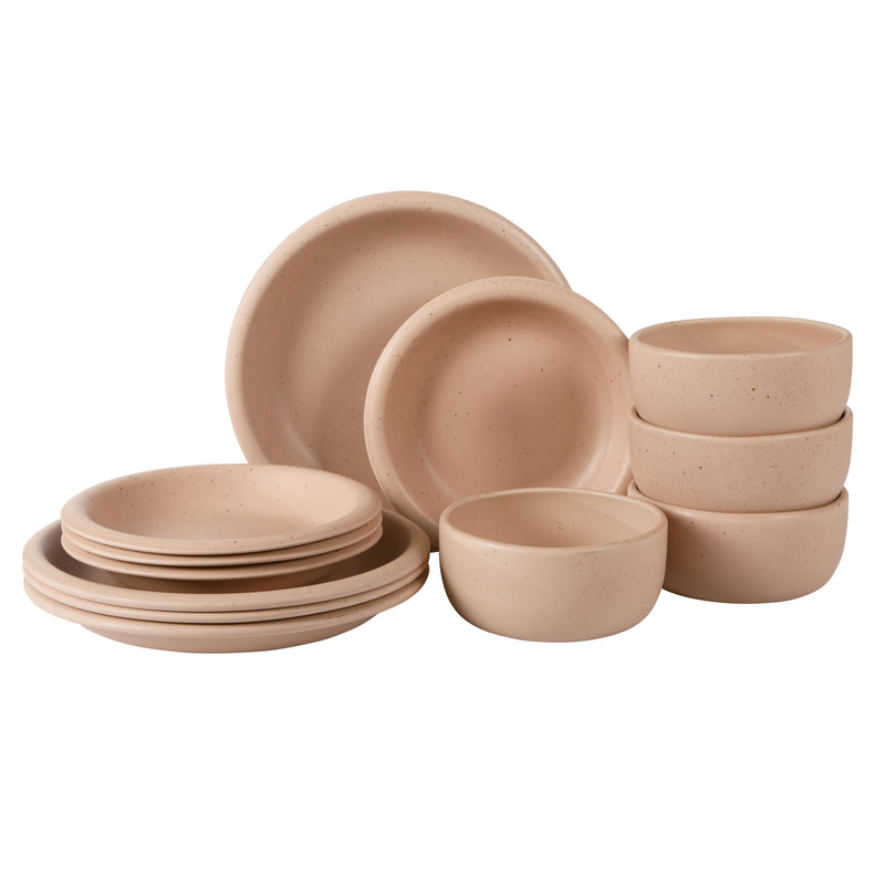 Bloomhouse Corsica Clay 12pc Dinnerware Set - Reactive Glaze - Stoneware - Gift Box w/ Remailer