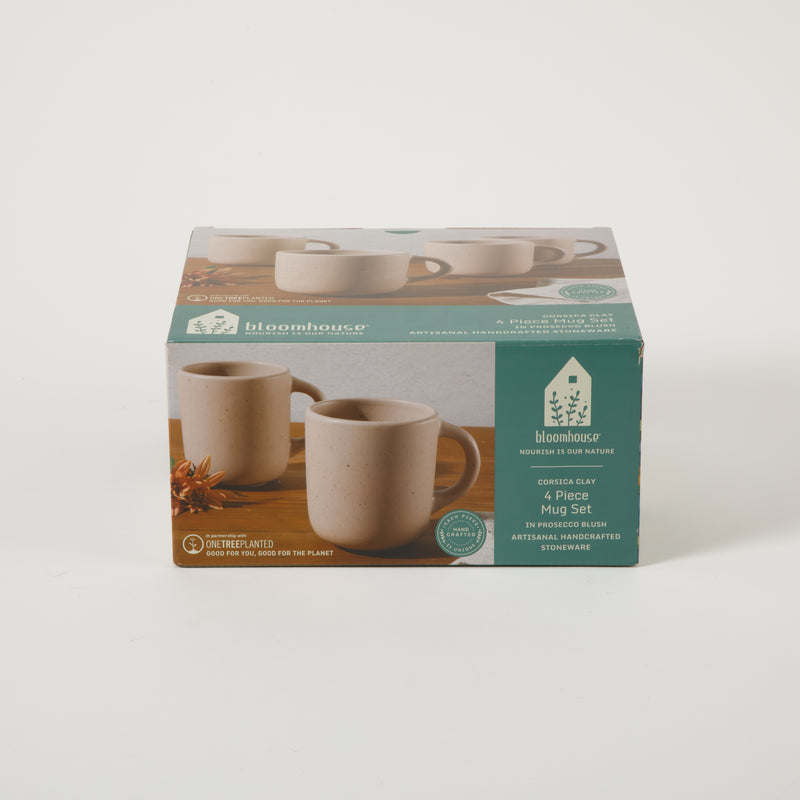 Bloomhouse Corsica Clay 4pc 18oz Mug Set - Reactive Glaze - Stoneware - Gift Box w/ Remailer