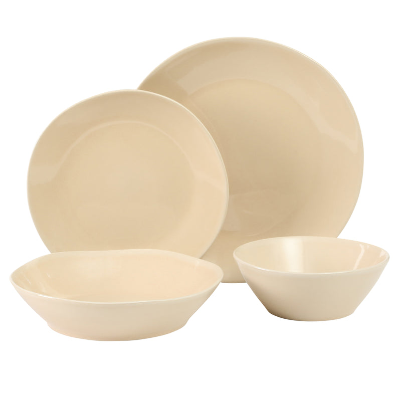 Bloomhouse Montecito Breeze 16pc Double Bowl Dinnerware Set - Reactive Glaze - Stoneware - Gift Box w/ Remailer
