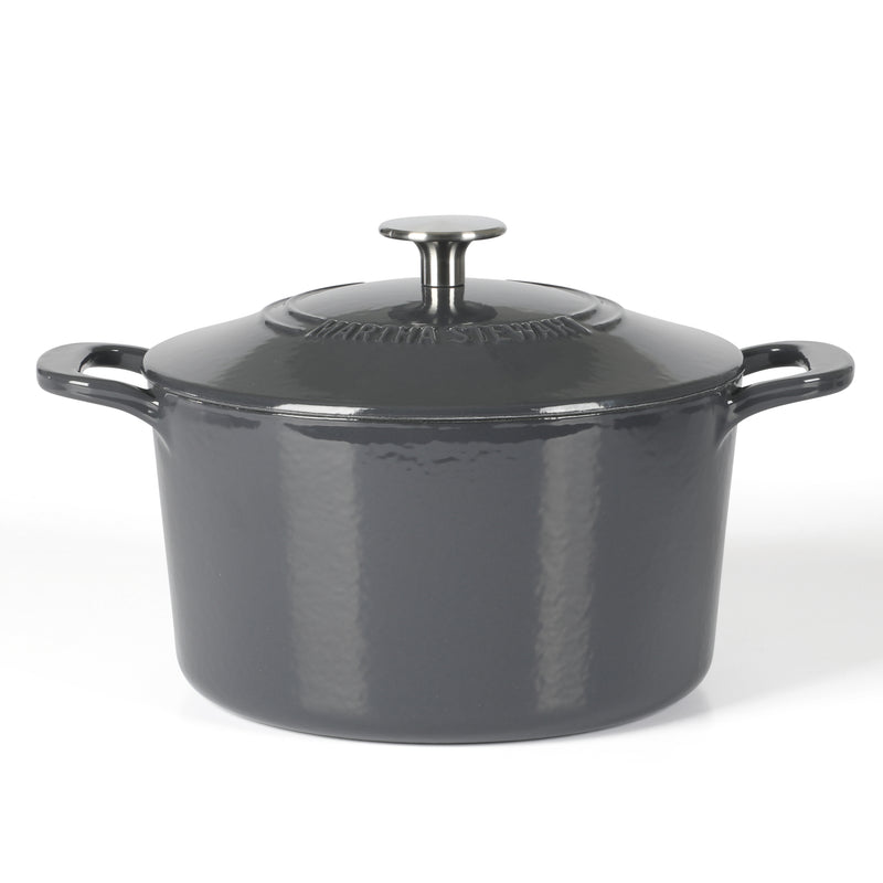 Martha Stewart Gatwick 4qt Enamel Cast Iron Dutch Oven w/ Lid - Warehouse Remailer (Black / Grey)