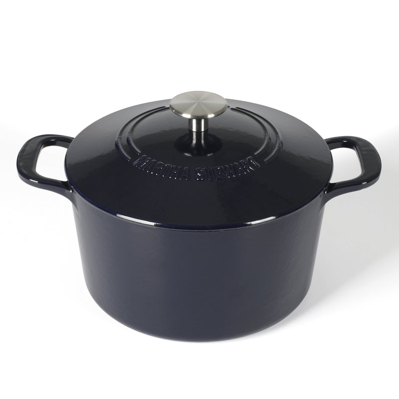 Martha Stewart Gatwick 4qt Enamel Cast Iron Dutch Oven w/ Lid - Warehouse Remailer (Black / Grey)