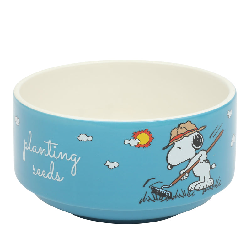 Peanuts Snoopy's Garden Patch 6pc 5.5" Stackable Bowl Set - Asst Designs - Round - Decorated - Stoneware - Gift Box w/ RM