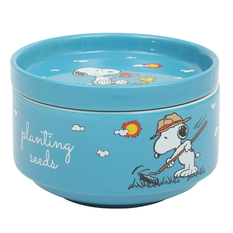 Peanuts Snoopy's Garden Patch 6pc 5.5" Stackable Bowl Set - Asst Designs - Round - Decorated - Stoneware - Gift Box w/ RM