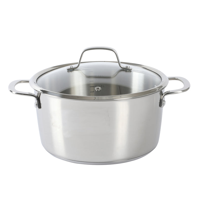 Sur la Table Kitchen Essentials Chef's Deck 10pc Stainless Steel Cookware Set - Polish Ext - Impact Bonded Base - SS Hollow Handle - GBX w/ Remailer