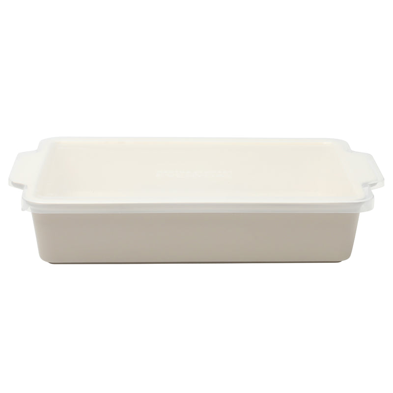 Martha Stewart Everyday Tilden 9" x 13" Baker w/ PP Lid - Two-Tone - Rectangle - Solid Color - Stoneware - Color Sleeve W/ Rm