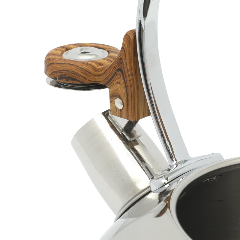 Mr. Coffee Fremont 2qt Stainless Steel Tea Kettle - Metallic Polished - Wood Look Handle - Gift Box w/ Hang Tag