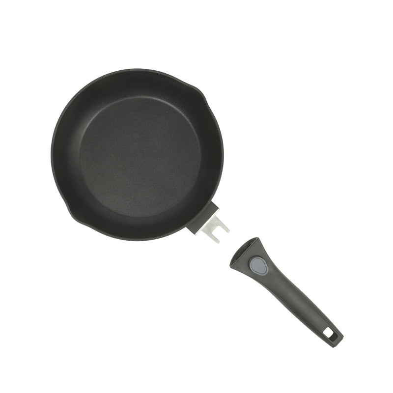Oster Smarthandle Advance 3pc Forged Aluminum 11" & 9" FryingPan Setw/ Detachable Handle - Matte Black - Non-Stick Interior- Induction Base - Bakelite Handle - Gift Box (Open Window)