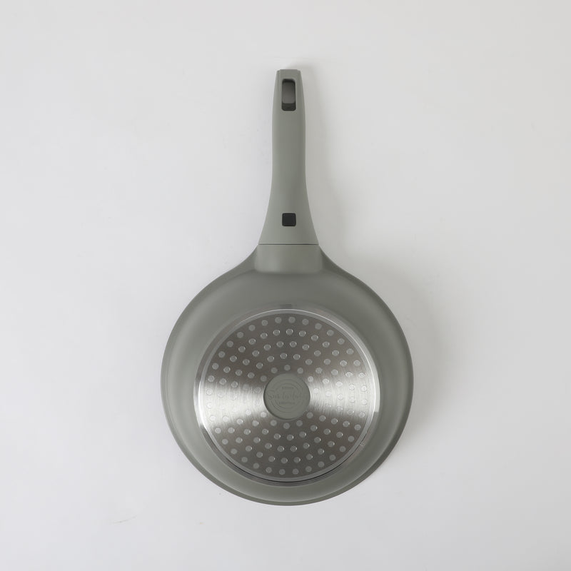 Sur La Table Kitchen Essentials Craft Studio 4pc Aluminum Frying Pan Set - Ceramic Non-Stick Interior - Induction Base - Soft Touch Detachable Handle - Gift Box w/ Remailer (Open Window)