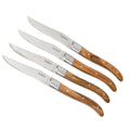 Bloomhouse 4 pc Stainless Steel Steak Knife Set - German Steel Blade - Olive Wood Handle - GBX w/ Remailer