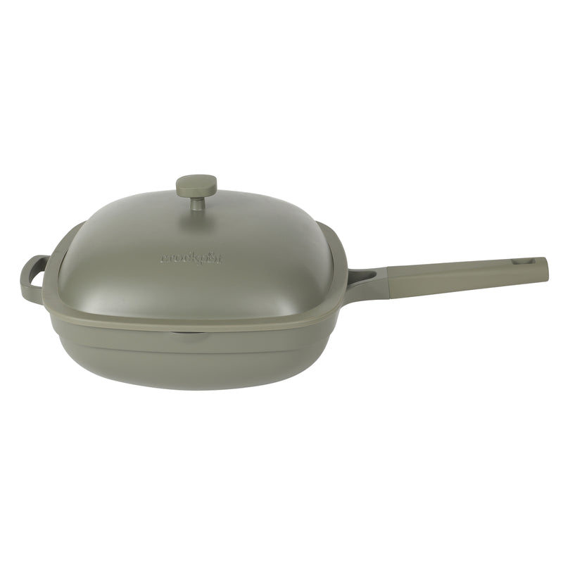 Crock-Pot Northvale 5.3qt Cast Aluminum Sauté Pan w/ Steamer & Lid - Square - Nonstick Ceramic Int - Induction - Soft Touch Handle - GBX