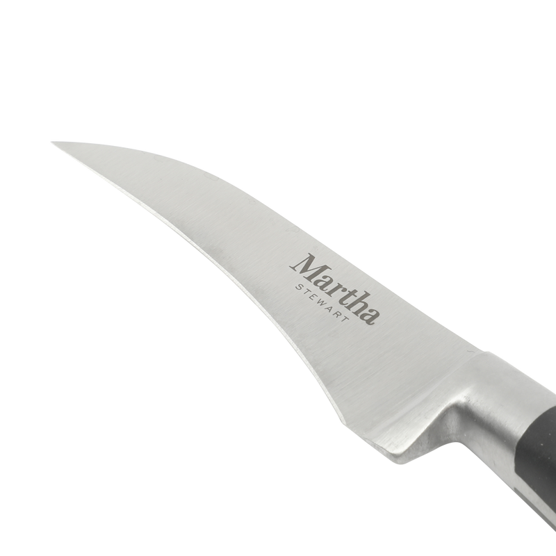 Martha Stewart Carverton 2pc Stainless Steel Tomato Knife & Bird Beak Knife - Black - Traditional Shape - ABS Forged Handle - Gift Box w/ Remailer