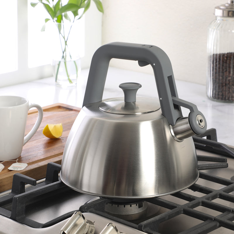 Oster Beauford 2.85 qt Tea Kettle w/ Lid - Brushed - Nylon Handle - Stainless Steel - Color Sleeve