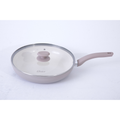 Oster Sutterville Choice 5 qt Aluminum Sauté Pan w/ Flat Glass Lid - Taupe - Ceramic Non-Stick Interior - Bakelite Handle - Color Label