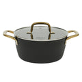 Oster Abbottsford 4.4qt Aluminum Dutch Oven w/ Flat Glass Lid - Matte Black Stripe - Nonstick - CD Bottom - SS Gold Handle - O/S - Color Sleeve