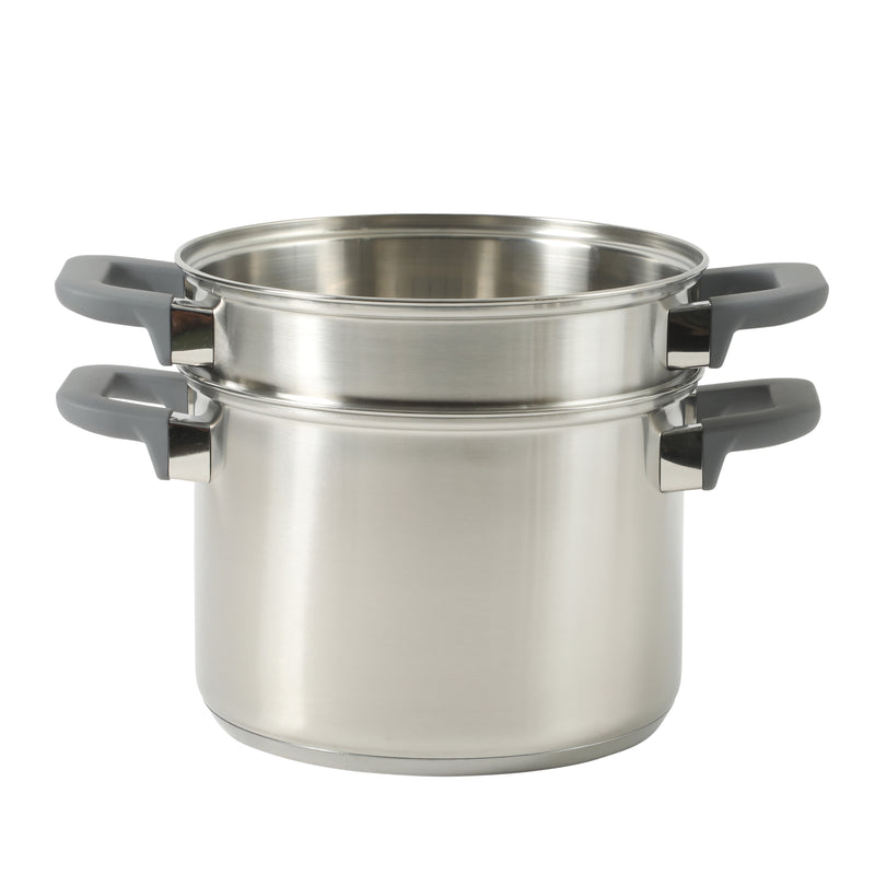 Oster Beauford 5qt Stainless Steel Stock Pot w/ Steamer & Deep Pasta Insert - Soft Touch Handle - Gift Box