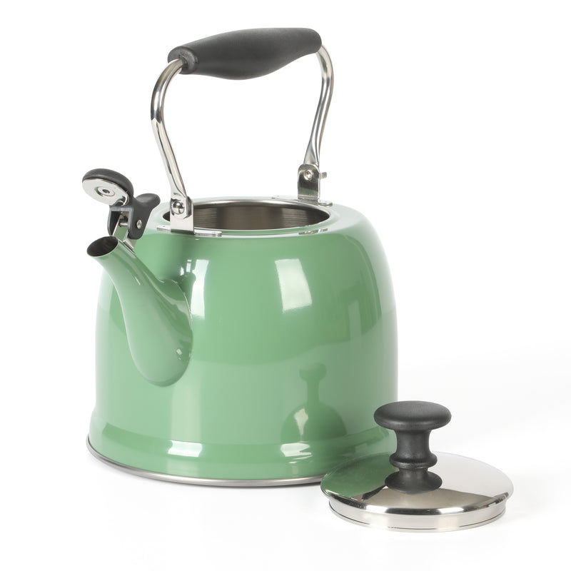 Martha Stewart Everyday Lily Pond 2.2qt Stainless Steel Tea Kettle w/ Lid - Nylon Handle - Encapsulated Base - Color Sleeve