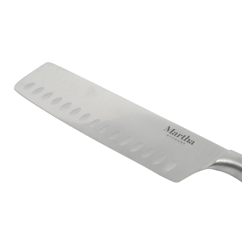 Martha Stewart Carverton 6" Stainless Steel Nakiri Knife - Black - Traditional Shape - ABS Forged Handle - Gift Box w/ Remailer