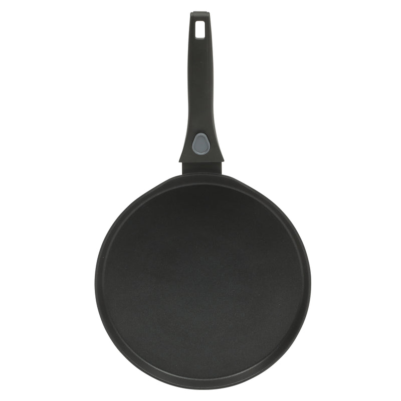 Oster Smarthandle Advance 3 pc Forged Aluminum 10" Round Pancake Pan & 9.5" Square Grill w/ Detachable Handle - Matte Black - Non-Stick Interior - Induction Base - Bakelite Handle - Gift Box (Open Window)
