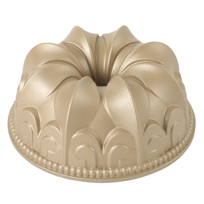 Martha Stewart Festive Holiday 2.5 qt Cast Aluminum Cake Mold - Gold - Lily Flower - Classic Pan - Non-Stick - Color Sleeve
