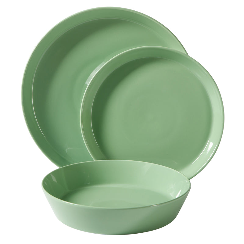 Martha Stewart Everyday Faretta 12pc Dinnerware Set - Round - Solid Color: Sage - Fine Ceramic - GBX w/ RM