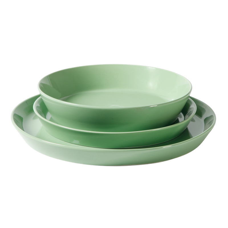 Martha Stewart Everyday Faretta 12pc Dinnerware Set - Round - Solid Color: Sage - Fine Ceramic - GBX w/ RM