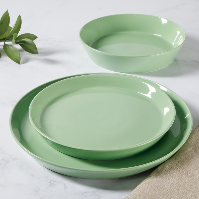 Martha Stewart Everyday Faretta 12pc Dinnerware Set - Round - Solid Color: Sage - Fine Ceramic - GBX w/ RM