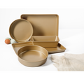 Martha Stewart Everyday Bakeaway 5pc Carbon Steel Bakeware Set - Champagne Gold - Non-Stick - Gift Box w/ Factory Remailer