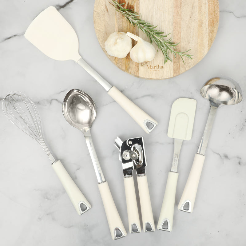 Martha Stewart Everyday Drexler 6pc Stainless Steel Kitchen Tool Set - Linen - Gift Box w/ Remailer