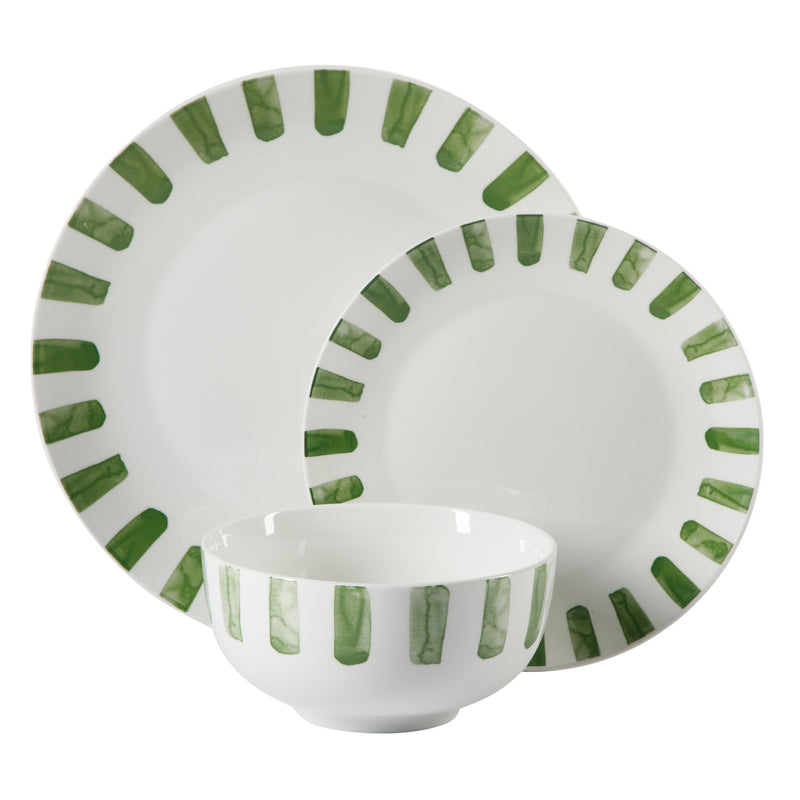 Gibson Home Pacific Waves 12pc Dinnerware Set - Decorated - Fine Ceramic - Gift Box