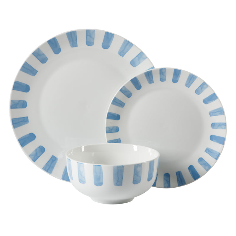 Gibson Home Pacific Waves 12pc Dinnerware Set - Decorated - Fine Ceramic - Gift Box