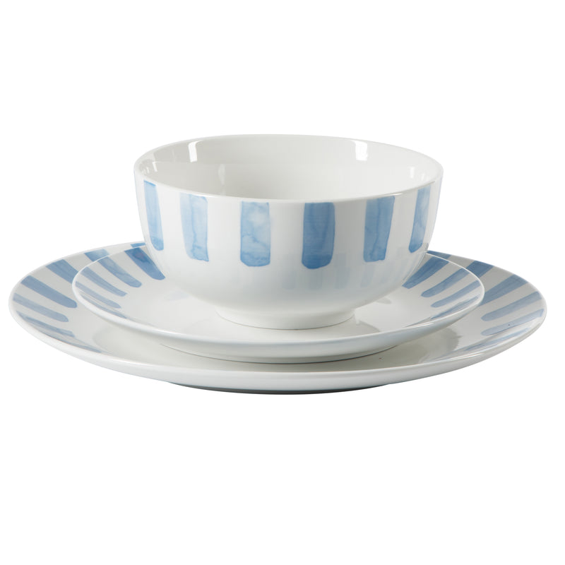 Gibson Home Pacific Waves 12pc Dinnerware Set - Decorated - Fine Ceramic - Gift Box