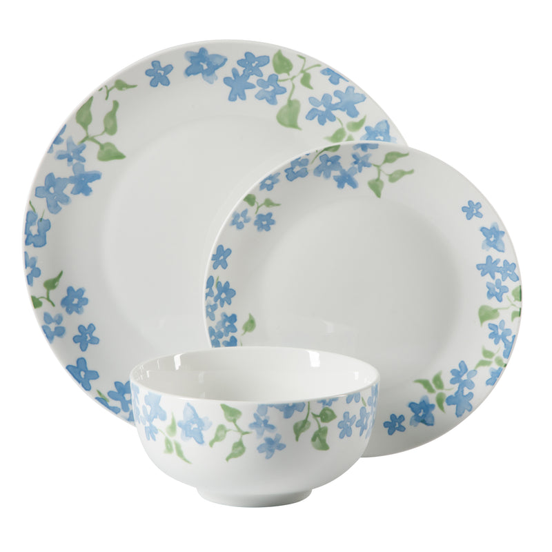Gibson Home Garden Aisle 12pc Dinnerware Set - Blue - Decorated - Fine Ceramic - Gift Box