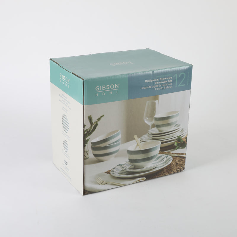 Gibson Home Kenwood Shores 12pc Dinnerware Set - Handpainted - Stoneware - Gift Box