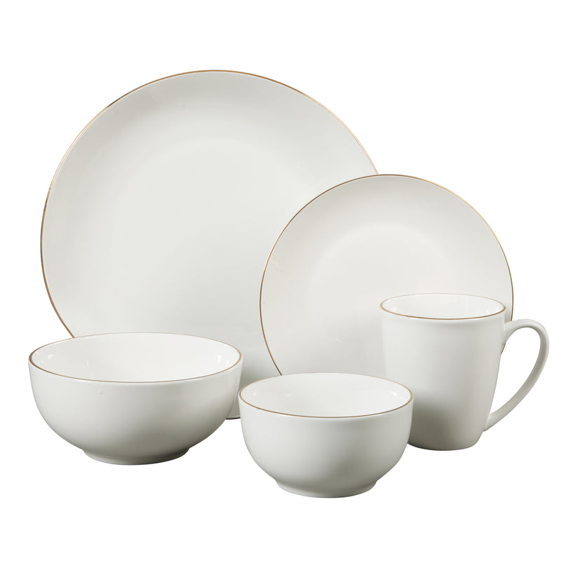 Gibson Home Ogalla 30pc Dinnerware Set - Gold Banded - 1.5mm Band- Decorated - Fine Ceramic - Gift Box