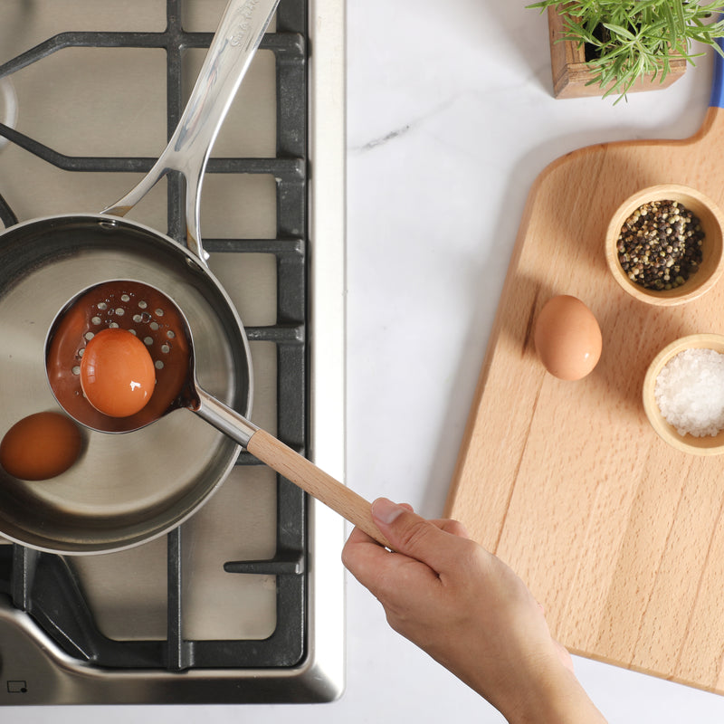 Sur La Table Kitchen Essentials Skimmer - Stainless Steel Head - Beech Wood Handle - Tie Card