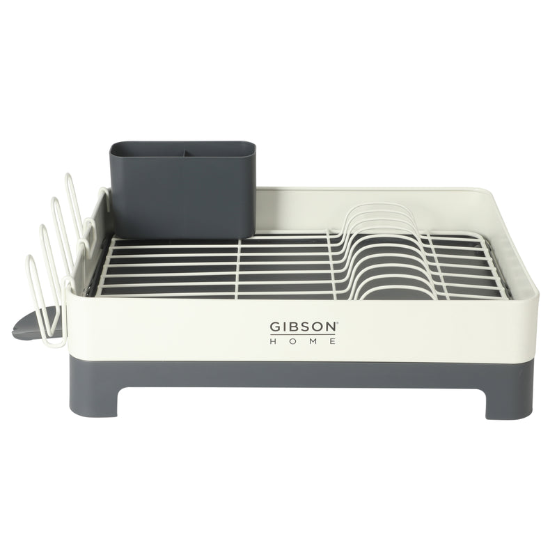 Gibson Home Stainless Steel - 16.3 in L (including the drip water 19.3in) Dish Rack - Galvanized Board w/ Powder Coat - Silk Logo Print - Color Sleeve w/ Remailer