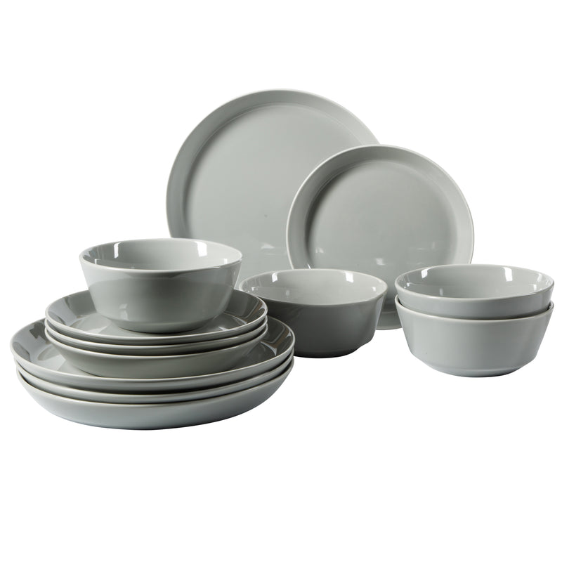 Gibson Elite Sunlit Mist 12pc Dinnerware Set - Solid Color - Stoneware -Gift Box