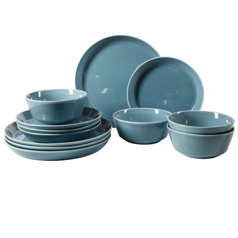 Gibson Elite Sunlit Mist 12pc Dinnerware Set - Solid Color - Stoneware -Gift Box
