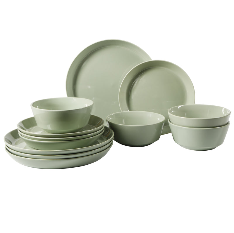 Gibson Elite Sunlit Mist 12pc Dinnerware Set - Solid Color - Stoneware -Gift Box