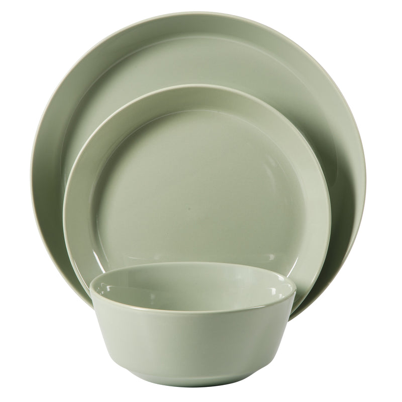 Gibson Elite Sunlit Mist 12pc Dinnerware Set - Solid Color - Stoneware -Gift Box