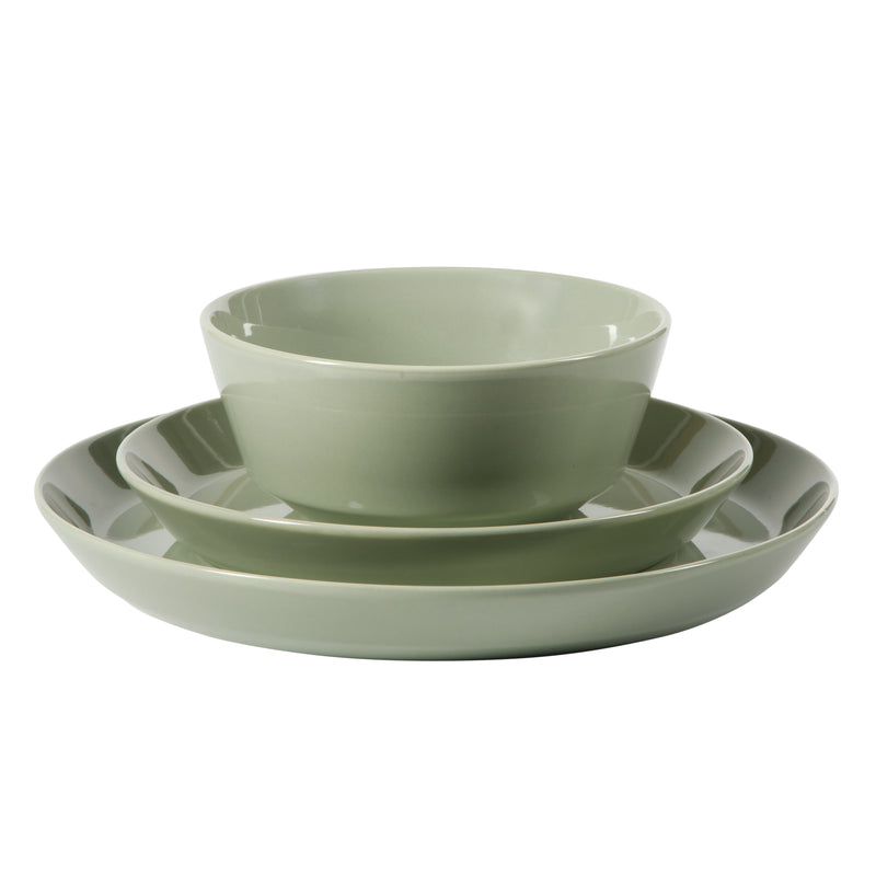 Gibson Elite Sunlit Mist 12pc Dinnerware Set - Solid Color - Stoneware -Gift Box