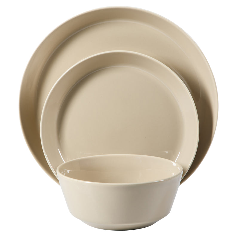 Gibson Elite Sunlit Mist 12pc Dinnerware Set - Solid Color - Stoneware -Gift Box