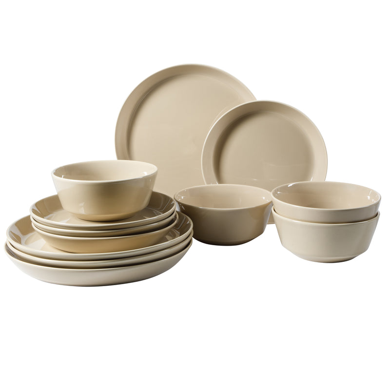 Gibson Elite Sunlit Mist 12pc Dinnerware Set - Solid Color - Stoneware -Gift Box