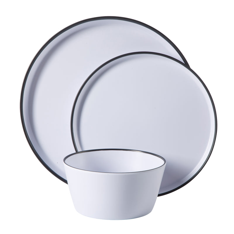 Gibson Home Folsom Shores 12pc Melamine Dinnerware Set - Colored Rim - Matte - 2400G - Gift Box